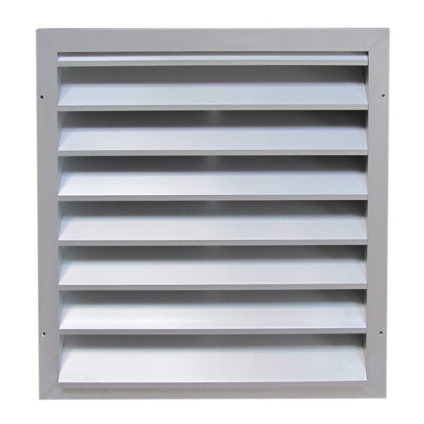 Grille extérieure aluminium GMAA 80 à ailettes fixes pas de 80 mm 300x300