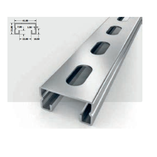 Rail strut 41 x 21 x 2mm - longueur 3ml 1 Rail strut 41 x 21 x 2mm - longueur 3ml