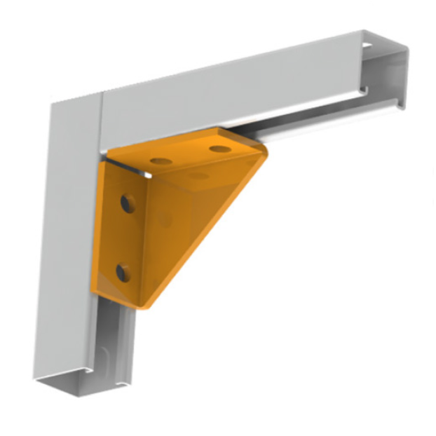 Équerre à 90° renforcée à 4 trous pour rail strut 1 Équerre à 90° renforcée à 4 trous pour rail strut