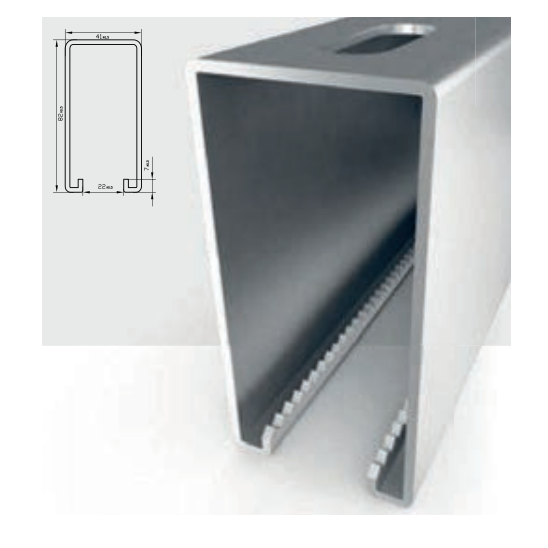 Rail strut 41 x 82 x 2,5mm - longueur 3ml 1 Rail strut 41 x 82 x 2,5mm - longueur 3ml