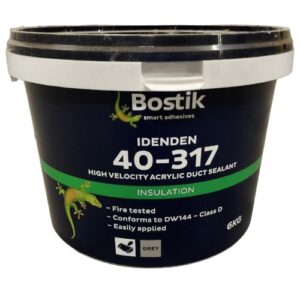 Pot de 6 kg de mastic acrylique antifongique M1 gris pour gaines de ventilation.