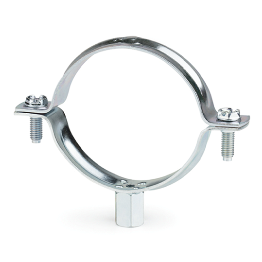 Collier nu électrozingué à embase M8 Ø 44-53_1.1/2""" 1 Collier nu électrozingué à embase M8 Ø 44-53_1.1/2"""